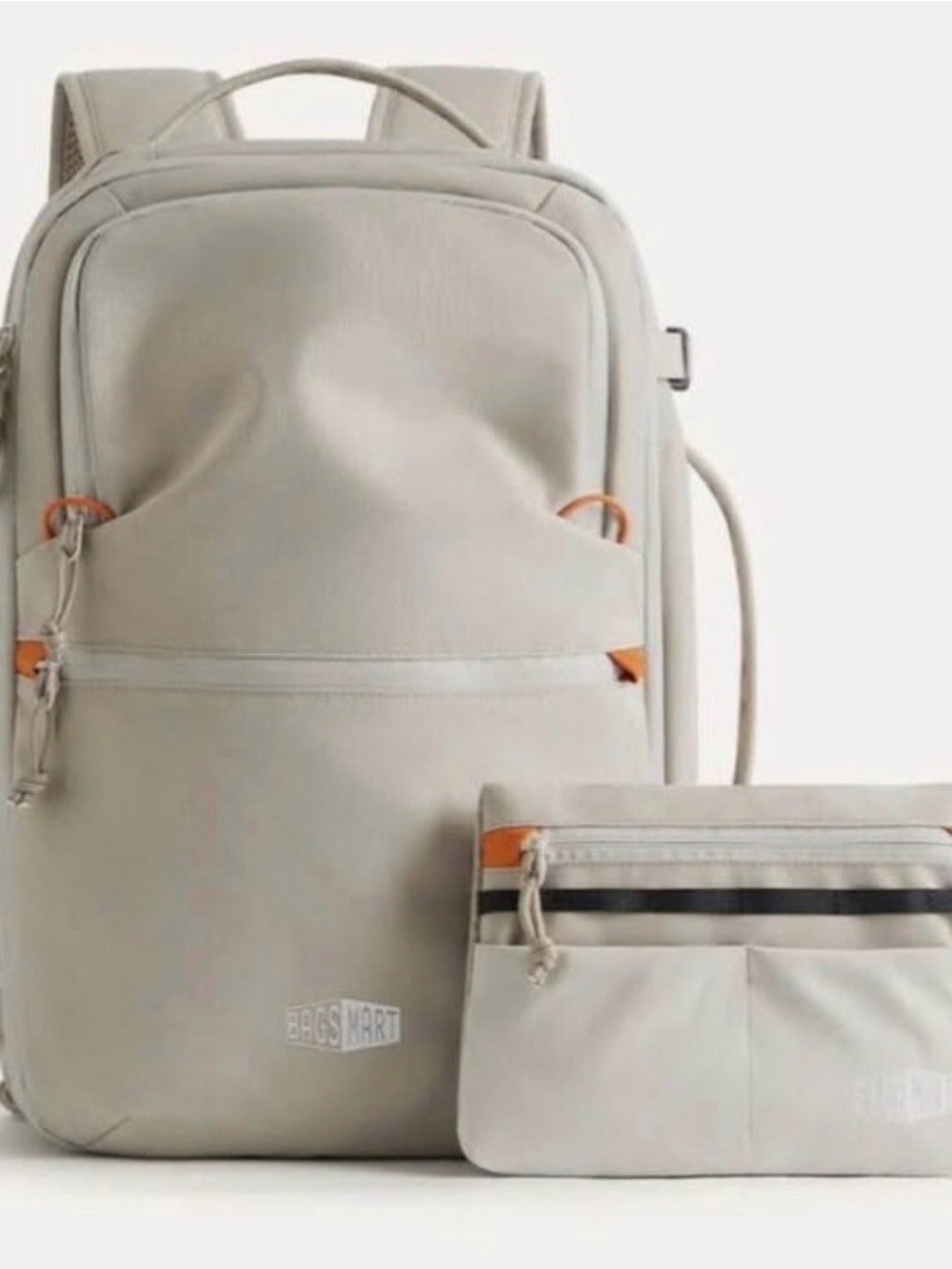 BAGSMART Beige Travel Backpack with Organizer Pouch